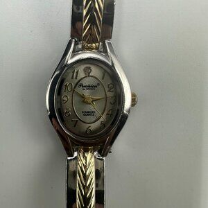 3/$30 Precision by Gruen Watch Women Silver Gold Two Tone Oval Dial 6.5"